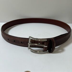 Coach Men's Brown Leather Belt Size 32w Brown Woven Texture